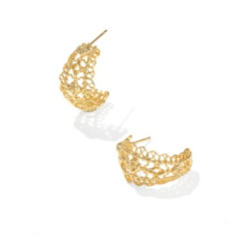 Kendra Scott Krista Lace Gold Huggie Earrings - Women's Jewelry